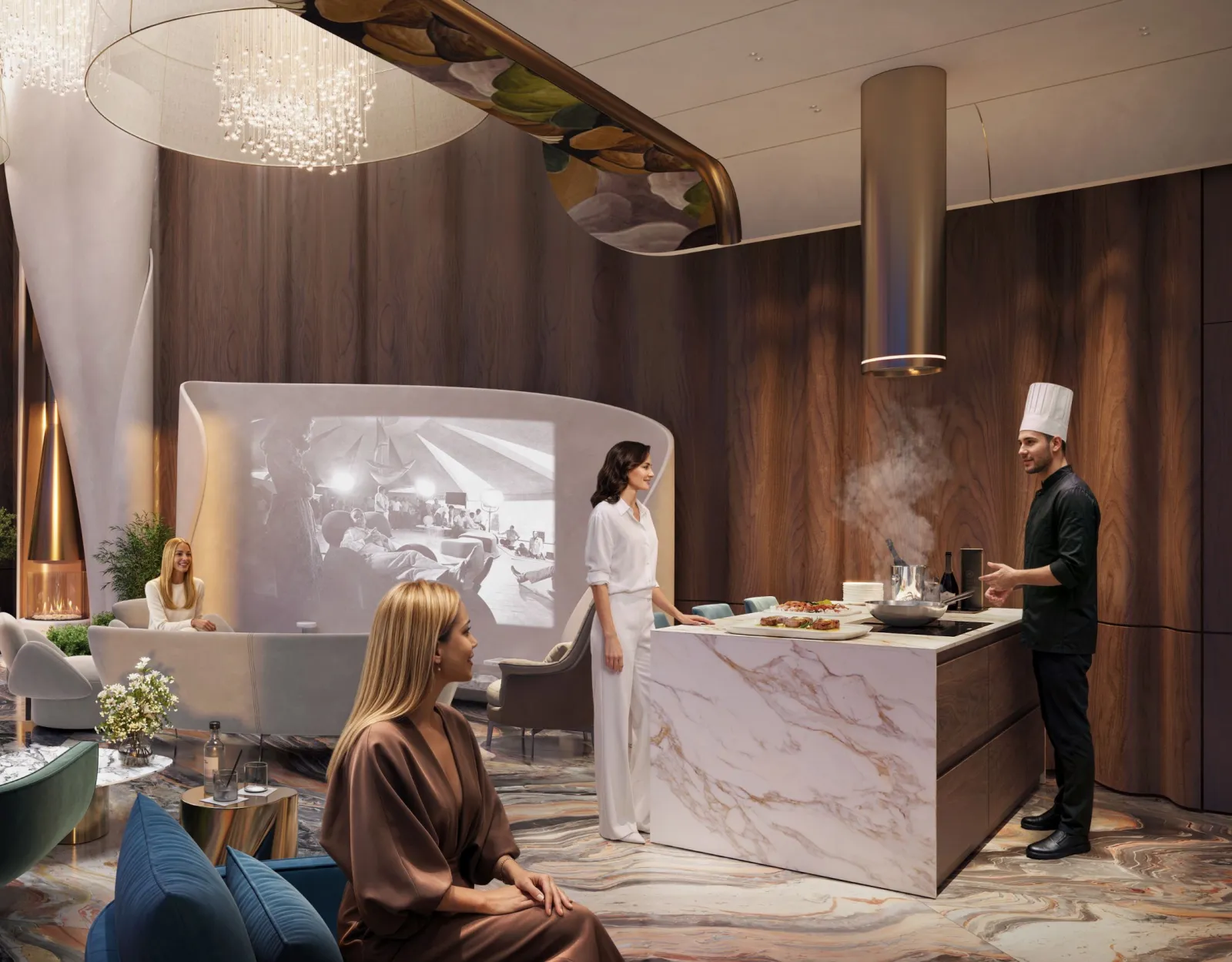 Кухня гостиная Clubhouse, визуализация проекта